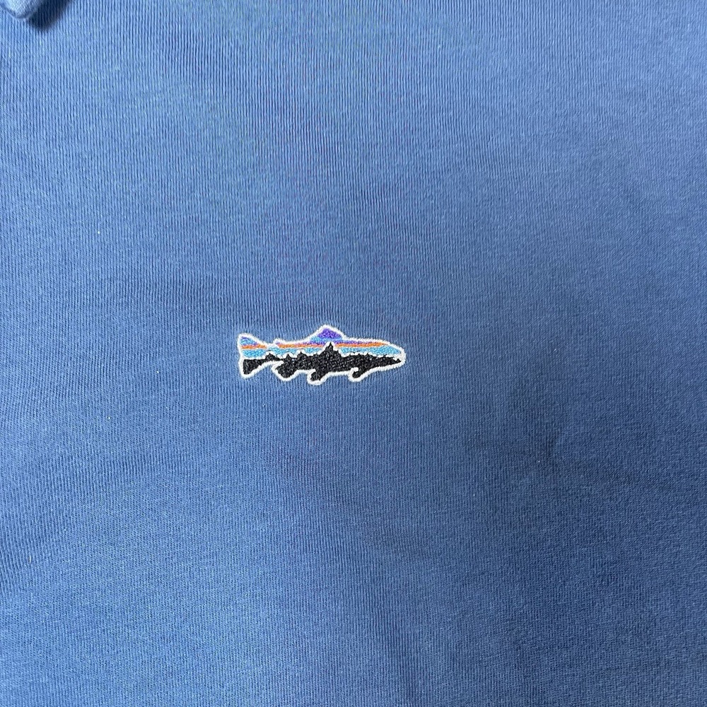 Patagonia Polo Shirt Men 2XL Short Sleeve Fish Logo Organic Cotton - Picture 3 of 7
